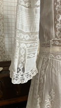 Load image into Gallery viewer, Antique 1900’s Edwardian Era White Fluer De Lis Lace Dress
