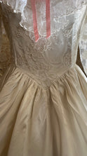 Load image into Gallery viewer, Incredible 1980’s Vintage White Satin and Pink Lace Dress
