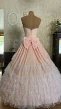 Load image into Gallery viewer, Stunning 1980’s Vintage Pink Lace and Taffeta Strapless Dream Dress
