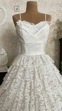 Load image into Gallery viewer, Dreamiest 1950’s Vintage Petal Bust and Tiered Lace Bridal Dress
