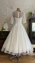 Load image into Gallery viewer, Beautiful 1960’s Vintage Illusion Lace Bridal Gown
