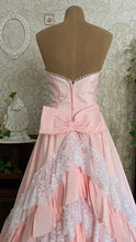 Load image into Gallery viewer, Stunning 1980’s Vintage Pink Lace and Taffeta Strapless Dream Dress
