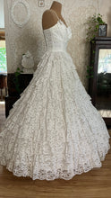 Load image into Gallery viewer, Dreamiest 1950’s Vintage Petal Bust and Tiered Lace Bridal Dress
