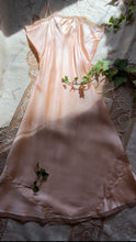 Load image into Gallery viewer, Fabulous 1930’s vintage peachy pink satin and ecru lace slip
