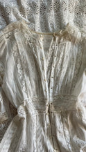 Load image into Gallery viewer, Antique 1900’s Edwardian Era White Fluer De Lis Lace Dress
