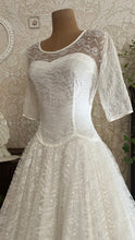 Load image into Gallery viewer, Beautiful 1960’s Vintage Illusion Lace Bridal Gown
