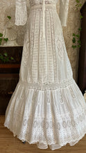 Load image into Gallery viewer, Antique 1900’s Edwardian Era White Fluer De Lis Lace Dress
