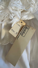 Load image into Gallery viewer, Fairytale 1980’s Vintage Old Stock White Lace and Chiffon Bridal Dress with Tiered Train
