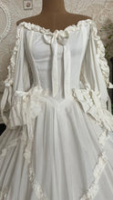 Load image into Gallery viewer, Fairytale 1984 Vintage Old Stock Off the Shoulder White Cotton Bridal Gown by Laura Ashley
