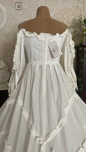 Load image into Gallery viewer, Fairytale 1984 Vintage Old Stock Off the Shoulder White Cotton Bridal Gown by Laura Ashley
