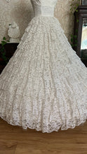 Load image into Gallery viewer, Dreamiest 1950’s Vintage Petal Bust and Tiered Lace Bridal Dress
