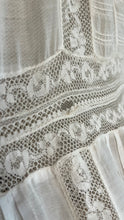 Load image into Gallery viewer, Antique 1900’s Edwardian Era White Fluer De Lis Lace Dress
