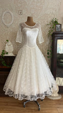 Load image into Gallery viewer, Beautiful 1960’s Vintage Illusion Lace Bridal Gown
