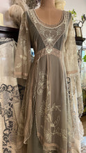 Load image into Gallery viewer, Old Stock 2000’s era Sage Green Embroidered Net and Cotton Dress by Nataya
