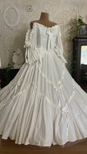 Load image into Gallery viewer, Fairytale 1984 Vintage Old Stock Off the Shoulder White Cotton Bridal Gown by Laura Ashley
