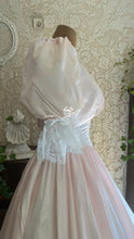 Load image into Gallery viewer, Sweetest 1980’s Vintage Pale Pink Satin and White Lace Dream Dress with Jacket
