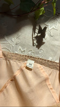 Load image into Gallery viewer, Fabulous 1930’s vintage peachy pink satin and ecru lace slip
