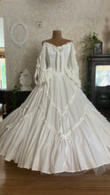 Load image into Gallery viewer, Fairytale 1984 Vintage Old Stock Off the Shoulder White Cotton Bridal Gown by Laura Ashley
