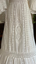 Load image into Gallery viewer, Antique 1900’s Edwardian Era White Fluer De Lis Lace Dress
