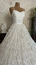 Load image into Gallery viewer, Dreamiest 1950’s Vintage Petal Bust and Tiered Lace Bridal Dress
