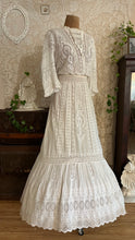 Load image into Gallery viewer, Antique 1900’s Edwardian Era White Fluer De Lis Lace Dress
