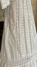 Load image into Gallery viewer, Antique 1900’s Edwardian Era White Fluer De Lis Lace Dress
