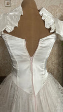 Load image into Gallery viewer, Stunning 1980’s Vintage White Satin and Tiered Lace Dream Dress
