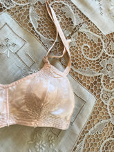 Load image into Gallery viewer, Itty Bitty 1930’s 1940’s vintage pink satin circle stitch bullet bra
