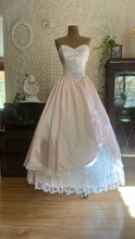 Load image into Gallery viewer, Sweetest 1980’s Vintage Pale Pink Satin and White Lace Dream Dress with Jacket
