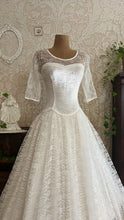 Load image into Gallery viewer, Beautiful 1960’s Vintage Illusion Lace Bridal Gown
