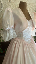 Load image into Gallery viewer, Sweetest 1980’s Vintage Pale Pink Satin and White Lace Dream Dress with Jacket
