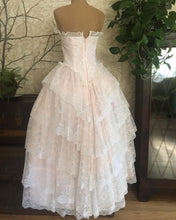 Load image into Gallery viewer, Dreamiest 1980’s Vintage Pink Satin and Lace Sweetheart Gown
