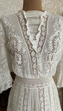 Load image into Gallery viewer, Antique 1900’s Edwardian Era White Fluer De Lis Lace Dress
