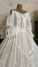 Load image into Gallery viewer, Fairytale 1984 Vintage Old Stock Off the Shoulder White Cotton Bridal Gown by Laura Ashley
