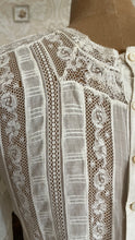 Load image into Gallery viewer, Antique 1900’s Edwardian Era White Fluer De Lis Lace Dress
