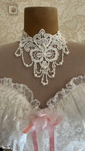 Load image into Gallery viewer, Incredible 1980’s Vintage White Satin and Pink Lace Dress
