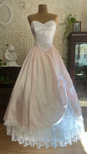 Load image into Gallery viewer, Sweetest 1980’s Vintage Pale Pink Satin and White Lace Dream Dress with Jacket
