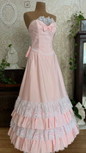 Load image into Gallery viewer, Stunning 1980’s Vintage Pink Lace and Taffeta Strapless Dream Dress
