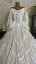 Load image into Gallery viewer, Fairytale 1984 Vintage Old Stock Off the Shoulder White Cotton Bridal Gown by Laura Ashley
