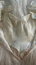 Load image into Gallery viewer, Stunning 1980’s Vintage White Satin and Tiered Lace Dream Dress
