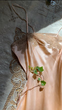 Load image into Gallery viewer, Fabulous 1930’s vintage peachy pink satin and ecru lace slip
