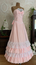 Load image into Gallery viewer, Stunning 1980’s Vintage Pink Lace and Taffeta Strapless Dream Dress
