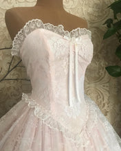 Load image into Gallery viewer, Dreamiest 1980’s Vintage Pink Satin and Lace Sweetheart Gown
