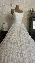 Load image into Gallery viewer, Dreamiest 1950’s Vintage Petal Bust and Tiered Lace Bridal Dress
