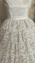 Load image into Gallery viewer, Dreamiest 1950’s Vintage Petal Bust and Tiered Lace Bridal Dress
