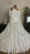 Load image into Gallery viewer, Fairytale 1984 Vintage Old Stock Off the Shoulder White Cotton Bridal Gown by Laura Ashley
