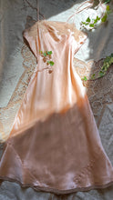 Load image into Gallery viewer, Fabulous 1930’s vintage peachy pink satin and ecru lace slip
