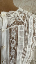 Load image into Gallery viewer, Antique 1900’s Edwardian Era White Fluer De Lis Lace Dress
