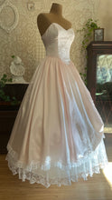 Load image into Gallery viewer, Sweetest 1980’s Vintage Pale Pink Satin and White Lace Dream Dress with Jacket
