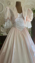 Load image into Gallery viewer, Sweetest 1980’s Vintage Pale Pink Satin and White Lace Dream Dress with Jacket
